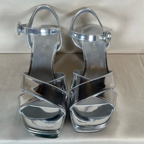 Nine West Silver Strappy Platform Heels - Picture 3 of 8